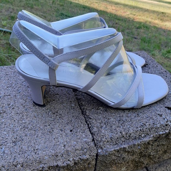 Silver Dress Sandals with Heel - Picture 2 of 4